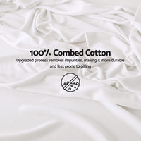 Giselle Double 500TC Cotton 4Pcs Sheet Set with 40cm Extra Deep Pocket for Thick Mattresses Sateen Weave for Sweaty Nights White