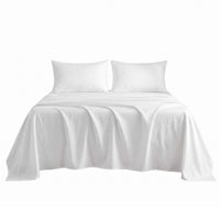 Giselle King 500TC Cotton 4Pcs Sheet Set with 40cm Extra Deep Pocket for Thick Mattresses Sateen Weave for Sweaty Nights White