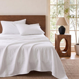 Giselle Single 500TC Cotton 4Pcs Sheet Set with 40cm Extra Deep Pocket for Thick Mattresses Sateen Weave for Sweaty Nights White