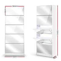 Shoe Rack Cabinet Mirror 25 Pairs White