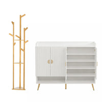 Artiss Shoe Rack Cabinet & Clothes Rack Set Storage Shelf White Pine