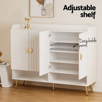 Artiss Shoe Rack Cabinet & Clothes Rack Set Storage Shelf White Pine