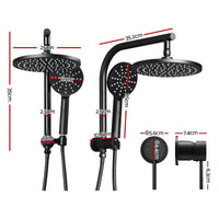 Cefito 9'' Rain Shower Head Set Handheld Round High Pressure Mixer Tap Chrome