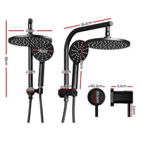Cefito 9'' Rain Shower Head Set Handheld Round High Pressure Twins Tap Chrome