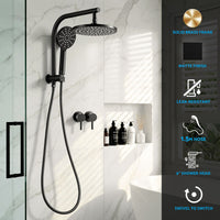 Cefito 9'' Rain Shower Head Set Handheld Round High Pressure Twins Tap Chrome