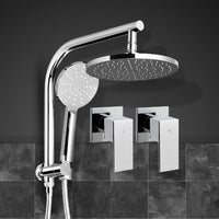 Cefito 9'' Rain Shower Head Set Handheld Round High Pressure Twins Tap Chome