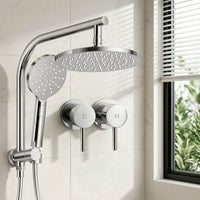 Cefito 9'' Rain Shower Head Set Handheld Round High Pressure Twins Tap Chrome