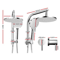 Cefito 9'' Rain Shower Head Set Handheld Round High Pressure Twins Tap Chrome