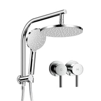 Cefito 9'' Rain Shower Head Set Handheld Round High Pressure Twins Tap Chrome