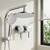 Cefito 9'' Rain Shower Head Set Handheld Round High Pressure Twins Tap Chrome