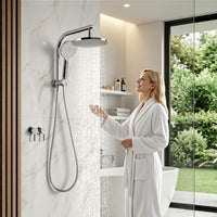 Cefito 9'' Rain Shower Head Set Handheld Round High Pressure Twins Tap A Chrome