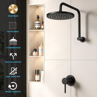 Cefito 9'' Rain Overhead Swivel Shower Head with Wall Bathroom Mixer