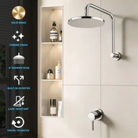 Cefito 9'' Rain Overhead Swivel Shower Head with Wall Bathroom Mixer Silver