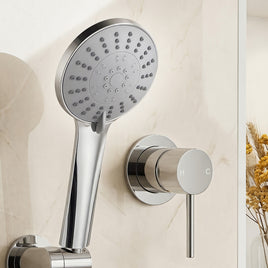 Cefito 4.5" Handheld Shower Head Round with Wall Bathroom Mixer Silver