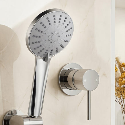 Cefito 4.5" Handheld Shower Head Round with Wall Bathroom Mixer Silver