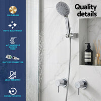 Cefito 4.5" Handheld Shower Head Round with Wall Twin Swivel Bathroom Tap Silver