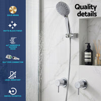 Cefito 4.5" Handheld Shower Head Round with Wall Twin Swivel Bathroom Tap Silver