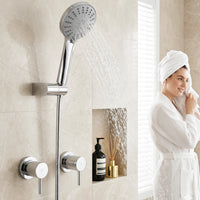 Cefito 4.5" Handheld Shower Head Round with Wall Twin Swivel Bathroom Tap Silver