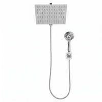 Cefito High-Pressure Rain Shower Head with Handheld, Gear-Lock Anti-Sag Arm for Family Spa, 12" Stainless Steel Rainfall & 9-Setting Wand Combo, 3-Way Diverter, Drill-Free Adhesive Bracket