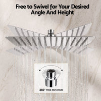 Cefito 12" Extra Large Rain Shower Head, Air-in Tech for Low Water Pressure, Anti-Clog Silicone Jets for Hard Water Scale, 360° Swivel, DIY Renters Install, 304 Stainless Steel