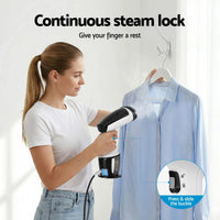 Devanti Clothes Steamer, 1500W Powerful Fast 30s Heat-Up Continuous Steam Lock 160ml Tank Fabric Brush Portable Handheld Steam Iron for Home Travel Business Trip