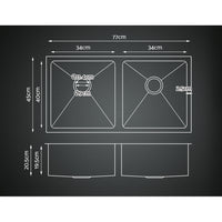 Cefito Kitchen Sink 77X45CM Stainless Steel Basin Double Bowl Silver