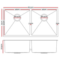 Cefito Kitchen Sink 86X44CM Stainless Steel Basin Double Bowl Silver