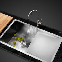 Cefito Kitchen Sink 87X45CM Stainless Steel Basin Single Bowl Silver
