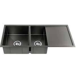 Cefito Kitchen Sink 100X45CM Stainless Steel Basin Double Bowl Nano Black