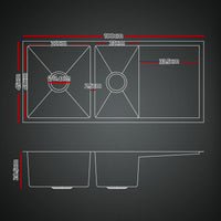 Cefito Stainless Steel Sink 100x45CM With Pull Out Mixer Tap Kitchen Basin Double Bowl Black