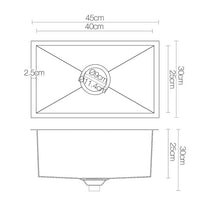 Cefito Kitchen Sink 45X30CM Stainless Steel Basin Single Bowl Black