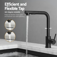 Cefito Stainless Steel Sink 30x45CM With Pull Out Mixer Tap Kitchen Basin Single Bowl Black