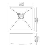 Cefito Kitchen Sink 44X44CM Stainless Steel Basin Single Bowl Black