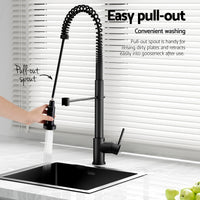 Cefito Stainless Steel Sink 51x45CM With Pull Out Mixer Tap Kitchen Single Bowl Black