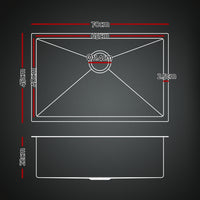 Cefito Stainless Steel Sink 70x45CM With Pull Out Mixer Tap Kitchen Basin Single Bowl Black