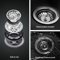 Cefito Kitchen Sink 75X45CM Stainless Steel Basin Single Bowl Drain Part Black