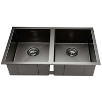 Cefito Kitchen Sink 77X45CM Stainless Steel Basin Double Bowl Black