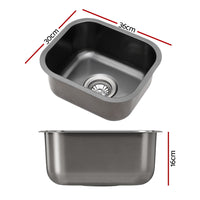 Cefito Kitchen Sink 30X36CM Stainless Steel Nano Basin Single Bowl Black