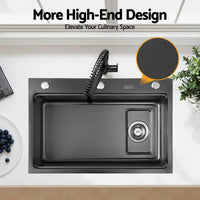Cefito Kitchen Sink 304 Stainless Steel Bar Sink Millet Grain Water Basin Sink