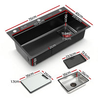 Cefito Kitchen Sink 304 Stainless Steel Bar Sink Millet Grain Water Basin Sink
