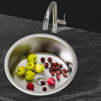 Cefito Kitchen Sink 43cm Round Stainless Steel Basin Single Bowl Silver