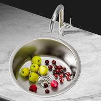 Cefito Kitchen Sink 43cm Round Stainless Steel Basin Single Bowl Silver