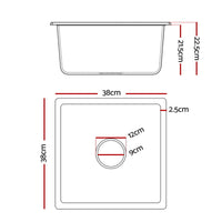 Cefito Kitchen Sink 38x38cm Granite Stone Sink Single Bowl Black