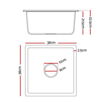 Cefito Kitchen Sink 38x38cm Granite Stone Sink Single Bowl White