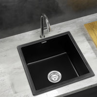 Cefito Kitchen Sink 45x45cm Granite Stone Sink Single Bowl Black