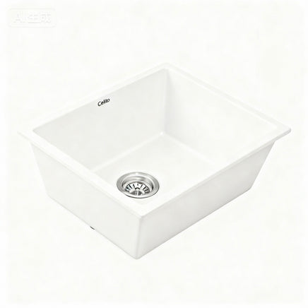 Cefito Kitchen Sink 55x45cm Granite Stone Sink Single Bowl White