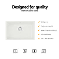 Cefito Kitchen Sink 70x45cm Granite Stone Sink Single Bowl White