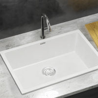 Cefito Kitchen Sink 70x45cm Granite Stone Sink Single Bowl White