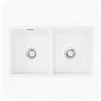 Cefito Kitchen Sink 77x45cm Granite Stone Sink Double Bowl White