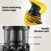 Slow Juicer Cold Press Fruit Juice Extractor 130W Black